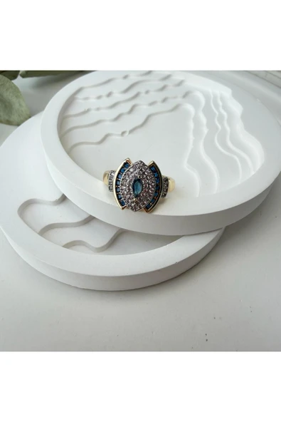 nesdesign Mavi Markiz Kesim Taşlı Ayarlanabilir Şık Yüzük ürün görseli 1