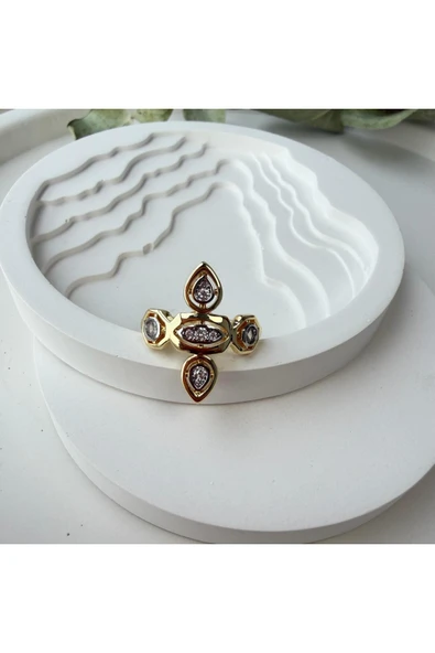 nesdesign Kenarları Damla Motifli Şık Ayarlanabilir Yüzük ürün görseli 1