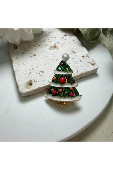 nesdesign Boncuklu Yılbaşı Ağacı Broş ürün görseli 1