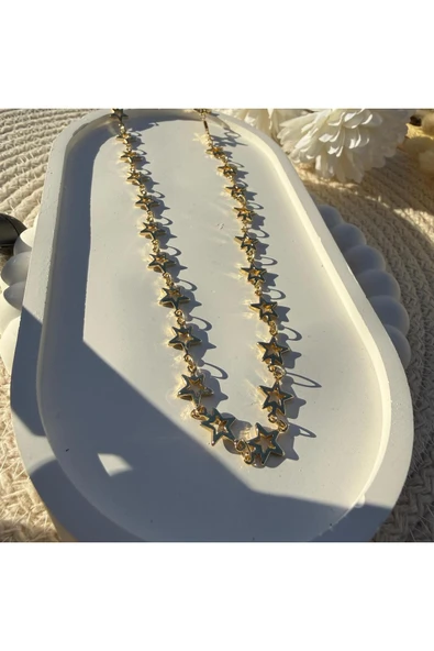 nesdesign 14K Altın Kaplama Yıldız Zincir Kolye (57 cm) ürün görseli 1