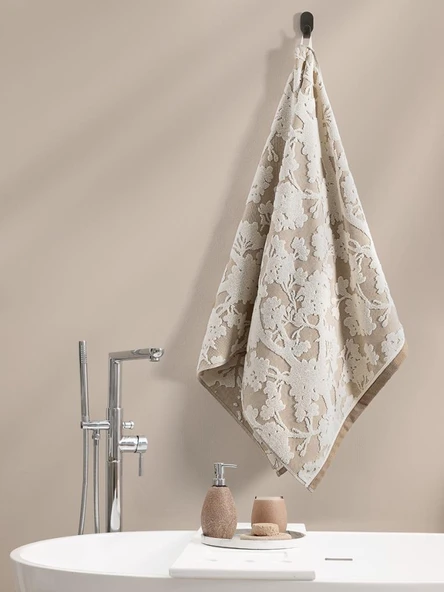 Pamuk Tekli Havlu Jakarlı Karna Eco Batıs - 50 x 90 - Resim 4