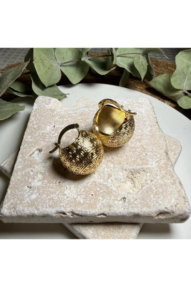 nesdesign Çelik Gold Labirent Desenli Sepet Küpe - Resim 2