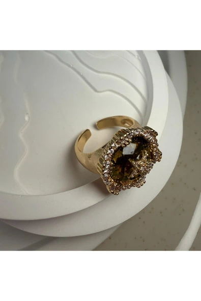 nesdesign Yağ Yeşili Yuvarlak Yıldız Yüzük - Resim 2