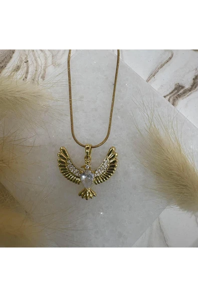 nesdesign Çelik Taşlı Anka Kulu Zarif Kolye (46 cm) ürün görseli 1