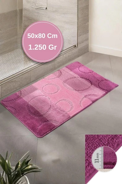 Lüks Banyo Paspası Bali 50x80 cm - 11 mm Kalınlık, %100 Polipropilen, Kaymaz Taban - Resim 3