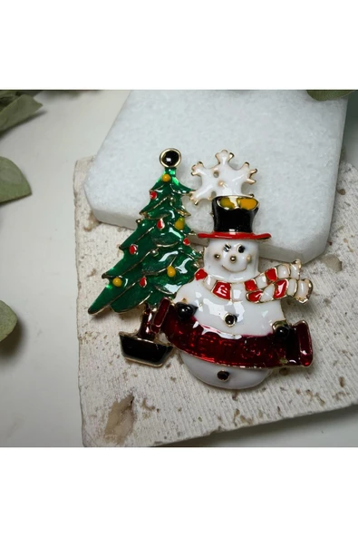 nesdesign Kardan Adamlı Ağaçlı Yılbaşı Broş ürün görseli 1