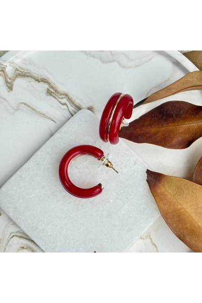 nesdesign Kırmızı Akrilik C Model Küpe ürün görseli 1