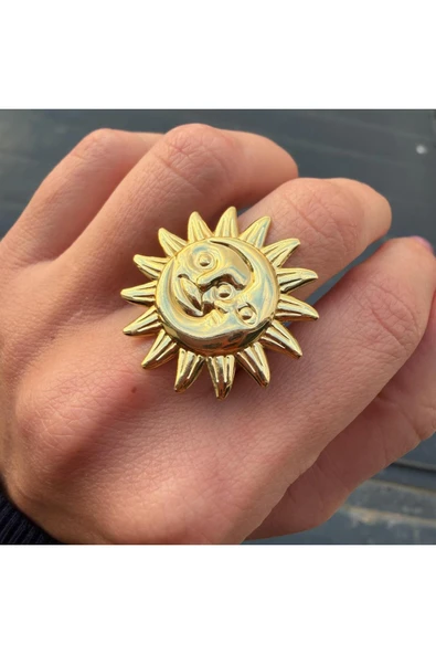 nesdesign Çelik Güneş Ay Büyük Ayarlanabilir Yüzük - Resim 2