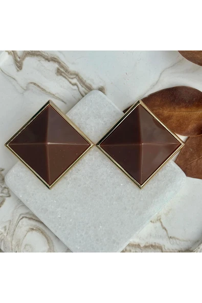 nesdesign Kahverengi Kare Prizma Küpe ürün görseli 1