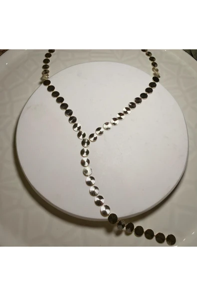 nesdesign Yuvarlak Plakalı Gold Uzun Y Kolye ürün görseli 1