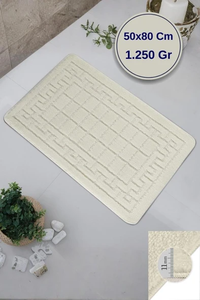 Maldiv/Maldives Model Lüks Banyo Paspası Halısı 50x80 cm - Kaymaz Taban 11 mm Kalın %100 Polipropilen - Resim 2