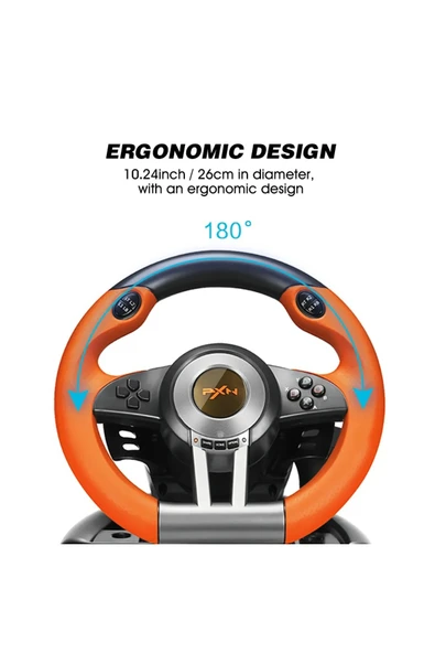 Coverzone Direksiyon Seti – 180° Dönüş, Çift Motor Titreşim, Pedal ve Vitesli Oyun Direksiyonu | PXN V3 Pro - Resim 5