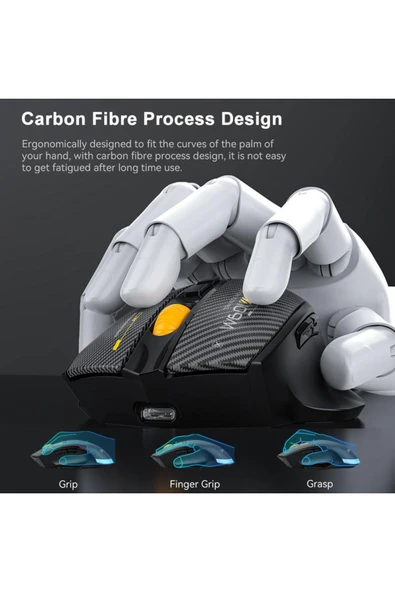 Coverzone W601 Tri-Mode Gaming Mouse – 12800 DPI, RGB, BT + 2.4GHz + Kablolu, Type-C Şarjlı Oyuncu Mouse - Resim 6