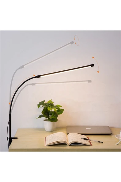 Coverzone Led Masa Lambası - 12W USB, Esnek Kol, Klipsli, 3 Renk Sıcaklığı, Kısılabilir Dimmerli SY-555 - Resim 6