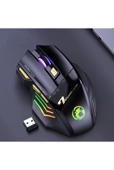 Coverzone Kablosuz RGB Oyuncu Mouse – 3200 DPI, Şarjlı, Ergonomik 2.4GHz Wireless Gaming Mouse | GW-X7 - Resim 5