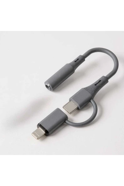 Coverzone Type-C + Lightning to 3.5mm Adaptör Araba, Kulaklık, Ev Ses Sistemleri ile Uyumlu | SX-152 - Resim 2