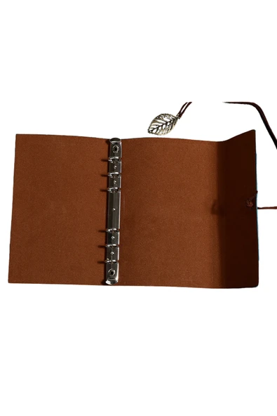 Coverzone Vintage Yaprak Motifli PU Deri Defter–80 Sayfa Çizgisiz Günlük,14.5x10.5 cm,Seyahat Defteri - Resim 6