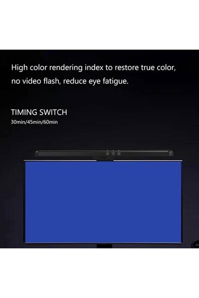 Coverzone LED Monitör Lambası TB-301S - 50 cm, 3 Renk Ayarı, Dokunmatik, Zamanlamalı, USB Güç, ABS Gövde - Resim 4