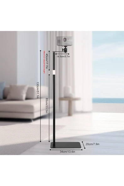 Coverzone Ayarlanabilir Projektör Sehpası TY06 - 360° Döner, Teleskopik 90–126cm, Şık ve Dayanıklı Tripod - Resim 6