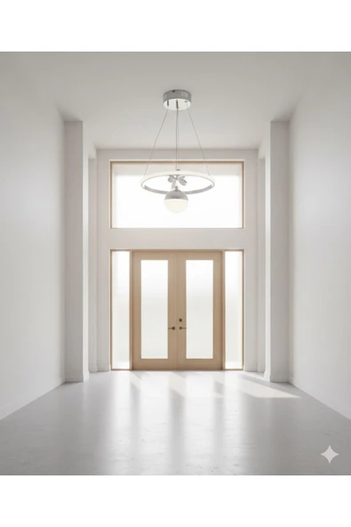 IŞILTI ÇEMBER TOPLU SARKIT AVİZE LEDLİ 3 RENK YANAR - Resim 2