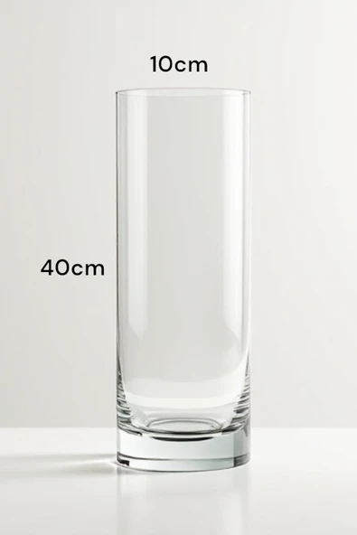 EL İşçiliği Silindir Cam Vazo 10 cm Genişlik 40 Cm uzunluk - Resim 5