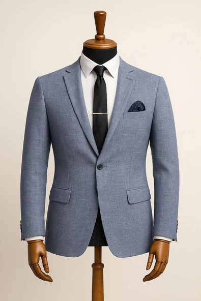 Erkek İtalyan Kesim Tek Düğmeli Blazer Ceket  Klasik ve Modern Şıklık - Resim 3