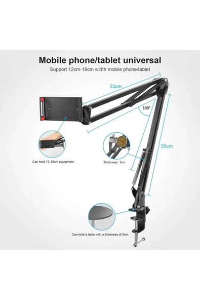 Coverzone Hareketli Masa Tablet Tutacağı Youtuber-twitch Yayıncı Toplantı Meet Çizim Stand 11inç - Resim 6