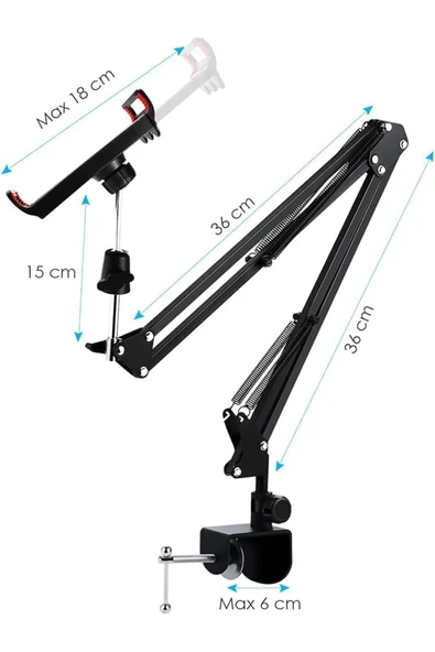 Coverzone Hareketli Masa Tablet Tutacağı Youtuber-twitch Yayıncı Toplantı Meet Çizim Stand 11inç - Resim 3