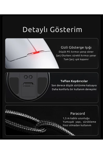 Coverzone Ajazz AJ159 NL Kablosuz Gaming Mouse – 3 Modlu Bağlantı, Ultra Düşük Gecikme, 61g Hafif - Resim 5