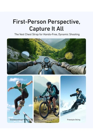 Coverzone Manyetik Göğüs Askısı Quick Release Askı Aparatı GoPro Hero 13/12/11/10 Insta360 DJI - Resim 2