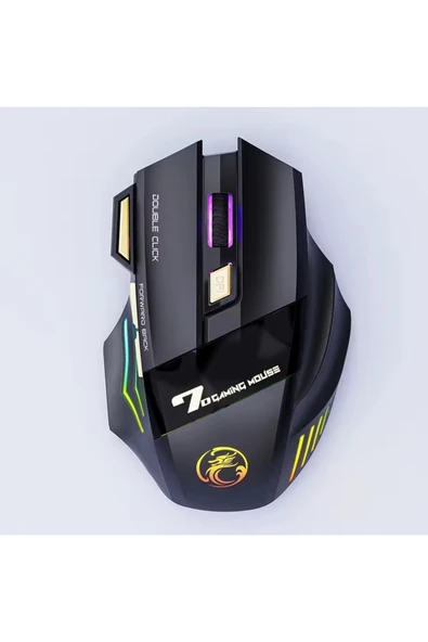 Coverzone Kablosuz RGB Oyuncu Mouse – 3200 DPI, Şarjlı, Ergonomik 2.4GHz Wireless Gaming Mouse | GW-X7 - Resim 2
