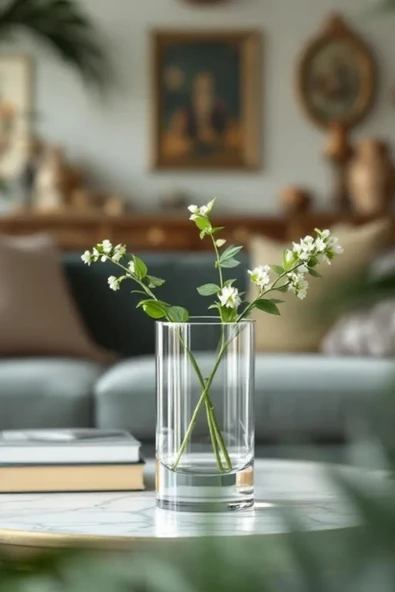 EL İşçiliği Silindir Cam Vazo Mumluk 10 Cm Genişlik 15 Cm Uzunluk ürün görseli 1