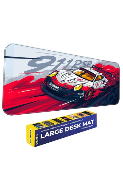 Coverzone 90×40cm XL Yarış Araba Mouse Pad – Su Geçirmez, Kaymaz Tabanlı, Dikişli Kenarlı Büyük Masa Matı - Resim 7