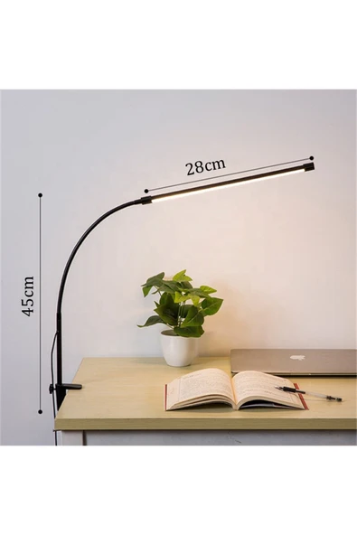 Coverzone Led Masa Lambası - 12W USB, Esnek Kol, Klipsli, 3 Renk Sıcaklığı, Kısılabilir Dimmerli SY-555 - Resim 3