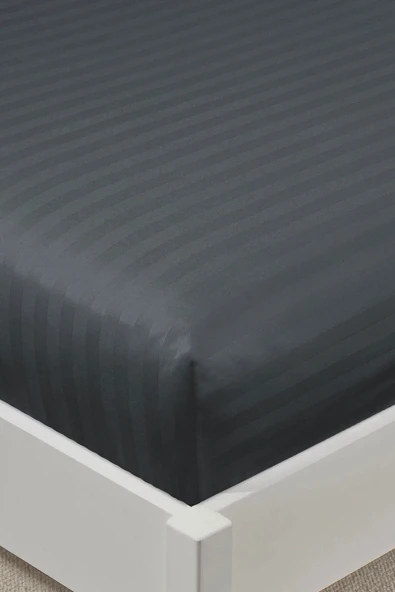 Varol %100 Pamuk Saten Stripe Tek Kişilik Lastikli Çarşaf Takımı – 30 cm – 1 Yastık Kılıfı - Resim 2
