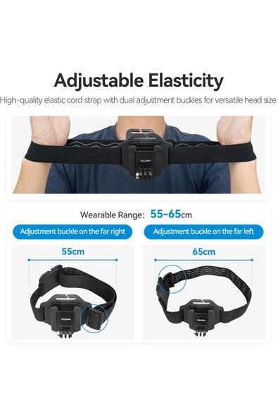 Coverzone Kafa Bandı Askısı Klips Montajı Bilek Askısı,Telefon ve Aksiyon Kamera Aksesuarı GoPro Hero - Resim 5