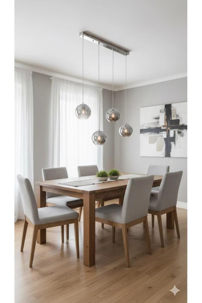 IŞILTI GLOP CAM YEMEK MASASI 4'LÜ ürün görseli 1