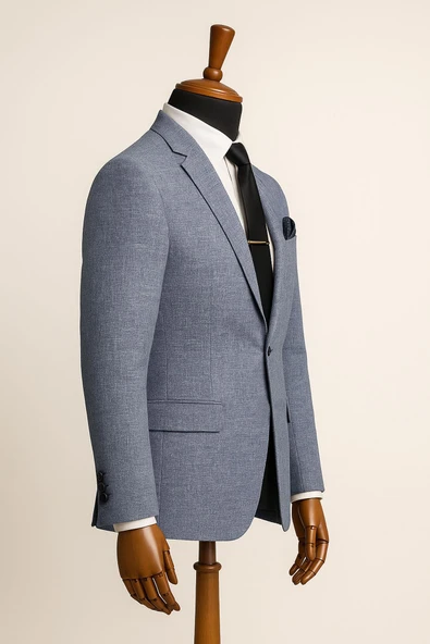 Erkek İtalyan Kesim Tek Düğmeli Blazer Ceket  Klasik ve Modern Şıklık - Resim 4