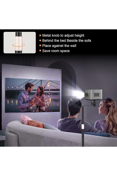 Coverzone Ayarlanabilir Projektör Sehpası TY06 - 360° Döner, Teleskopik 90–126cm, Şık ve Dayanıklı Tripod - Resim 5