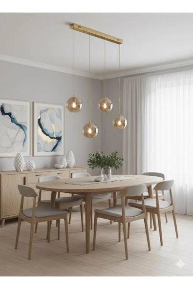 IŞILTI GLOP CAM YEMEK MASASI 4'LÜ ürün görseli 1