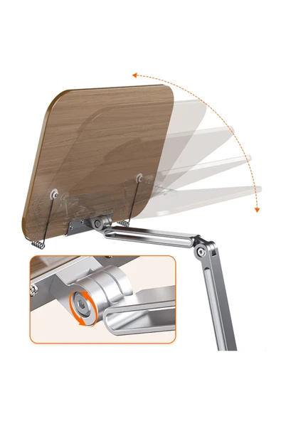 Coverzone Kitap Tutucu Stand Ayarlanabilir ve Tablet Standı 360° Döner Kollu Ergonomik Tasarım HR026 - Resim 6