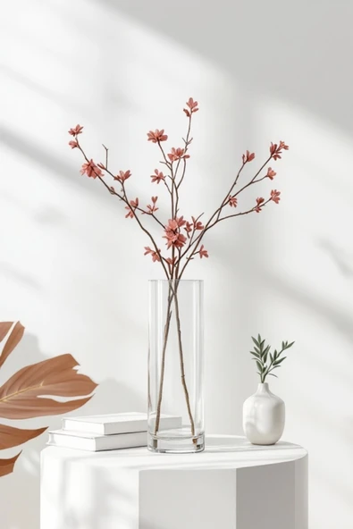 EL İşçiliği Silindir Cam Vazo 10 cm Genişlik 40 Cm uzunluk - Resim 6