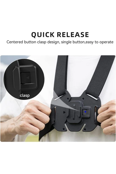 Coverzone Aksiyon Kamera Göğüs Askısı | GoPro Uyumlu Göğüs Askı | Aksiyon Kameralar için Yelek Göğüs Kayışı - Resim 3
