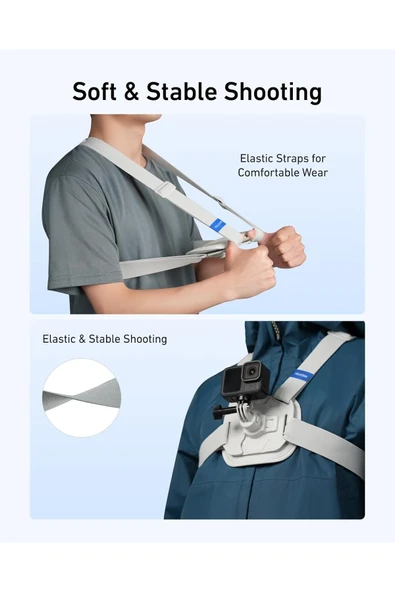 Coverzone Manyetik Göğüs Askısı Quick Release Askı Aparatı GoPro Hero 13/12/11/10 Insta360 DJI - Resim 3