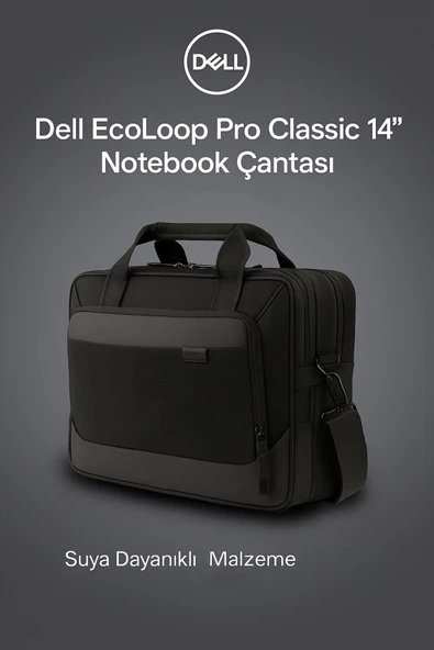 Dell EcoLoop Pro 14" Notebook Çantası CC5425C - Hafif, Ergonomik, Suya Dayanıklı, 3 Bölmeli, Siyah ürün görseli 1
