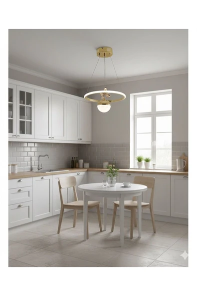 IŞILTI ÇEMBER TOPLU SARKIT AVİZE LEDLİ 3 RENK YANAR - Resim 3