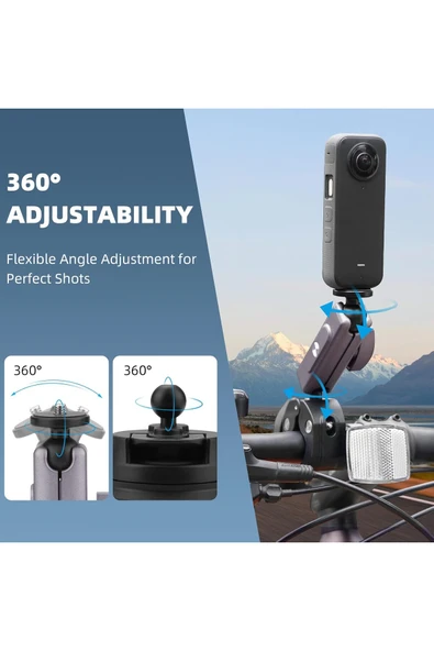 Coverzone Motosiklet ve Bisiklet İçin Kamera Montaj Kelepçesi GoPro Hero DJI Insta360 1/4 Vida Pocket 3 Uyumlu - Resim 5