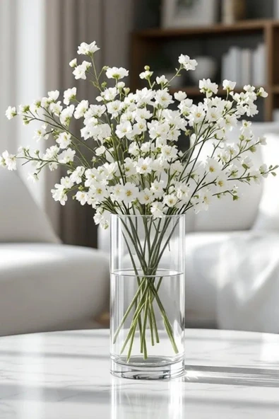 EL İşçiliği Silindir Cam Vazo, Mumluk 10 cm Genişlik 25 Cm uzunluk - Resim 3