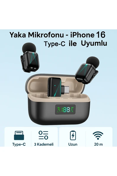 Coverzone Type-C Yaka Mikrofonu - Gürültü Azaltmalı, Düşük Gecikme ≤30ms, 20m, SX35 Mini ürün görseli 1