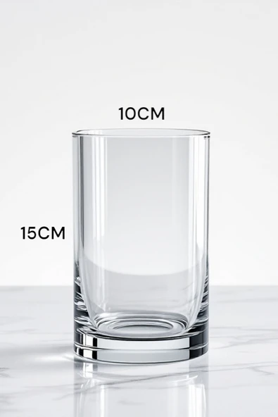 EL İşçiliği Silindir Cam Vazo Mumluk 10 Cm Genişlik 15 Cm Uzunluk - Resim 3